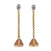 Mishara 18k Gold Ruby Diamond Drop Earrings 