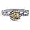 Dalumi GIA Fancy Yellow 0.51ct VS2 Diamond 18k Gold Engagement Ring