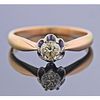 Antique Russian 14k Gold Diamond Engagement Ring 