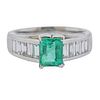 Platinum Diamond Emerald Ring 