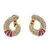 18k Gold Diamond Ruby Earrings 