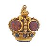 18k Gold Gemstone Etruscan Style Pendant Charm 