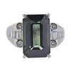 Platinum 8.62ct Green Tourmaline Diamond Ring 