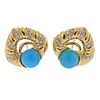 Antonini 18k Gold Diamond Turquoise Earrings 