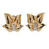 18k Gold Diamond Leaf Earrings 