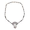 Antique Victorian Bohemian Garnet Pendant Necklace 