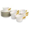 (20 Pc) Rosenthal Versace "Medaillon Meandre D'Or" Cup & Saucer Set