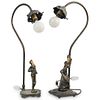 (2 Pc) Pair of Vintage Figural Table Lamps