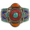 Navajo Style Sterling and Semi Precious Stone Bracelet