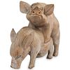 Folk Art Wooden Carved Mating Pigs