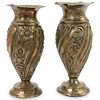 (2 Pc) English Sterling Repousse Small Vases