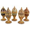 (5 Pc) Decorative Stone and Gilt Egg Boxes