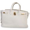 White Large Hermes Style Birkin Bag