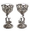 A Pair of German Silver & Crystal Figural Bowls, 19th C