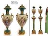 PAIR OF 19TH C ORMOLU-MOUNTED SEVRES GREEN LIDDED VASES