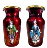A Pair of 19th C. French Enamel on Copper Vases