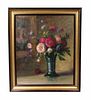 19th C. Russian O/C Still Life Painting of Bouquet