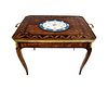 19th C. French Bronze Mounted Marquetry & Sevres Table