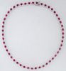 Platinum Link Necklace, each of the 50 oval links with a central oval ruby atop a border of tiny round diamonds, total ruby wt.- 19.13 cts., total dia