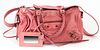 Balenciaga Light Pink Distressed Leather Maxi Twiggy Shoulder Bag, the exterior with aged brass hardware and a front zip compartment with a long leath