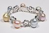 Multi-Colored Pearl and Diamond Bracelet