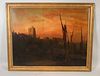James Webb, Oil on Canvas, Sunset on the Thames
