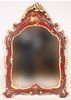 Chinoiserie Parcel-Gilt Red-Lacquer Mirror