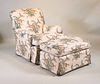 Floral Upholstered Club Chair and Ottoman