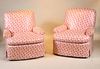 Pair of Coral Pattern Upholstered Club Chairs