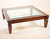 Louis XVI Style Glass Top Mahogany Low Table
