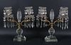 Pair of Gilt-Metal and Glass Two Arm Candelabra