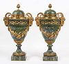 Pair of Neoclassical Ormolu-Mounted Marble Urns