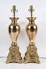 Pair of Neoclassical Style Brass Urn-Form Lamps