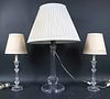 Pair of Glass Candlestick-Form Table Lamps