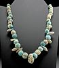 Egyptian Faience Bead Necklace w/ Figural Pendant