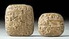 Lot of 2 Petite Akkadian Clay Cuneiform Tablets