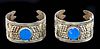 19th C. Turkoman Gilt Silver & Lapis Bracelets (pr)