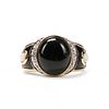 14K Gold Onyx Mother of Pearl Diamond Ring