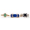 Grp: 3 Colored Gemstone & Diamond Rings