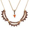 Grp: 2 Necklaces - Gold Orange Sapphire Garnet