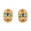 Pair of 18K Gold Colored Gemstone Earrings