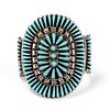 Native American Silver Turquoise Petit Point Cuff