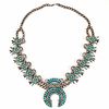 Native American Sterling Squash Blossom Necklace