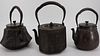 3 Antique Chinese / Japanese Iron Teapots