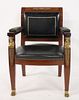 Antique Bronze Mounted, Leather Upholstered