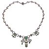 Continental 18k Gold Silver Emerald Diamond Necklace