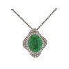 14K Gold Diamond Jade Pendant Necklace