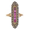 Continental 18K Gold Silver Diamond Ruby Ring