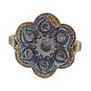 18K Gold Silver Diamond Floral Ring