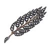 18K Gold Silver Rose Cut Diamond Leaf Brooch Pin